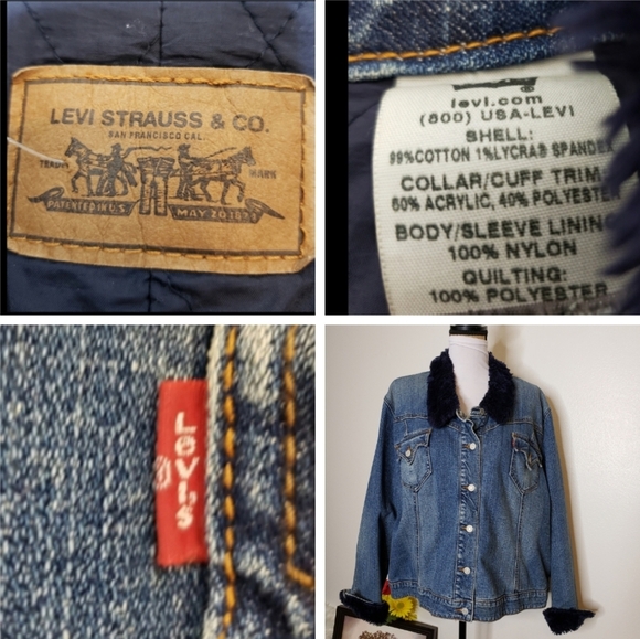 RARE! Authentic Vintage Levis NAVY Sherpa Trucker Denim Jean Quilted Jacket Fall - Picture 5 of 12